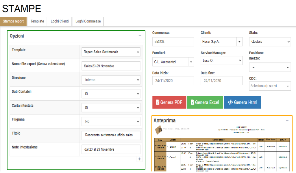 Generazione automatizzata di report e documenti.